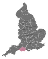 a map of england with the counties highlighted in pink